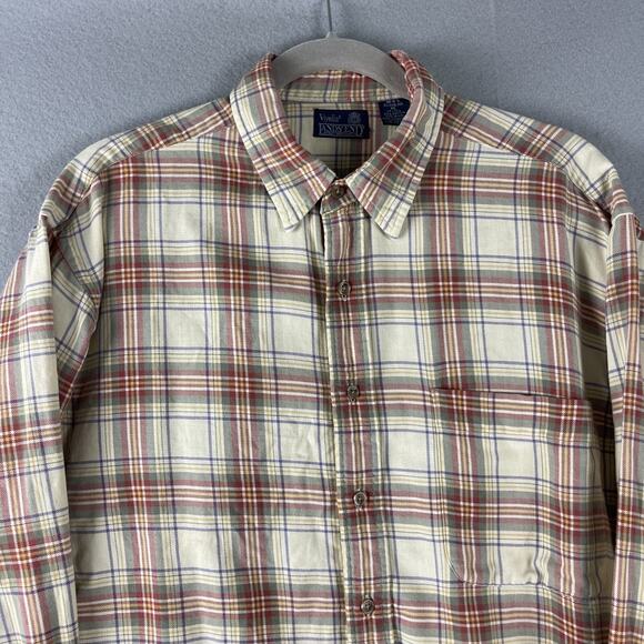 Lands End Viyella Wool Blend Shirt Mens XL Plaid Button Up Flannel Outdoor - Picture 2 of 13